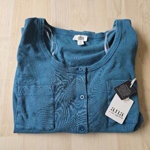 ANA Ribbed Full Button Top Size XL NWT